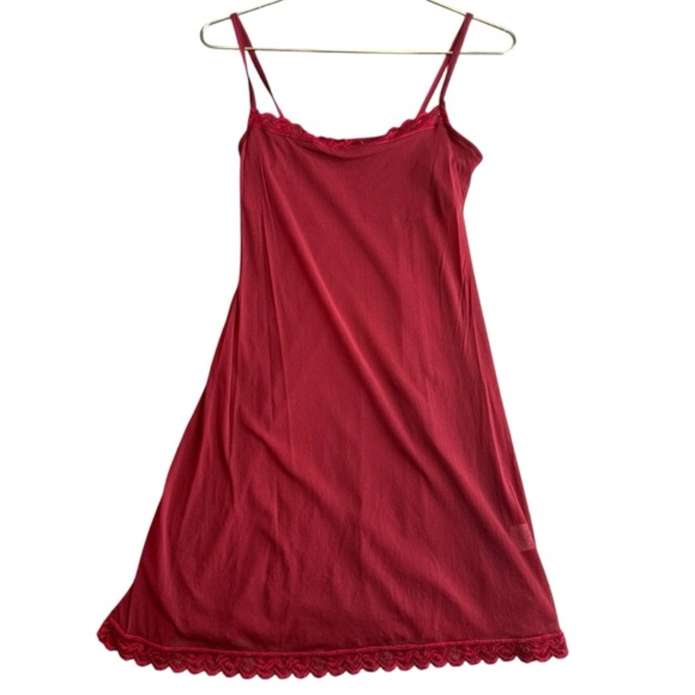 Cosabella L Semi Sheer Lingerie Slip Dress Wine Red Lace‎ Trim Italian Sleepwear